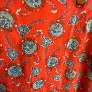 Floral Red and Blue Patterned Fabric